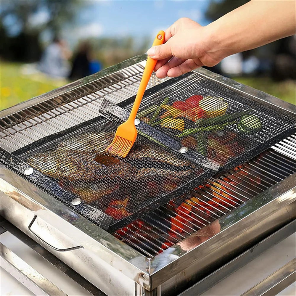 24x14CM Fiberglass BBQ Grilling Mesh Bag Grill Accessories Vegetables Grilling Pouch (BPA-Free, No FDA Certified) - Black - 4