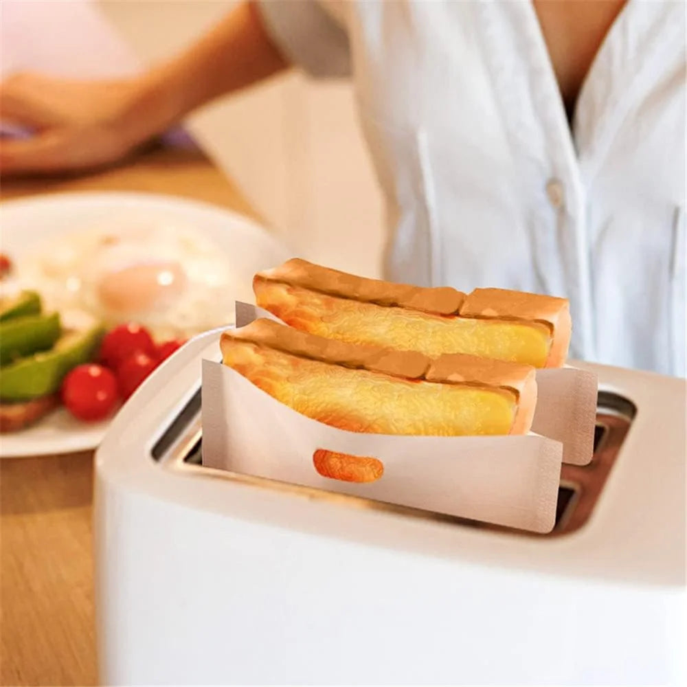 5Pcs 16x18cm PTFE Toaster Bag High Temperature Resistant Non-Stick Microwave Bread Bag (BPA Free, No FDA Certificate) - 2