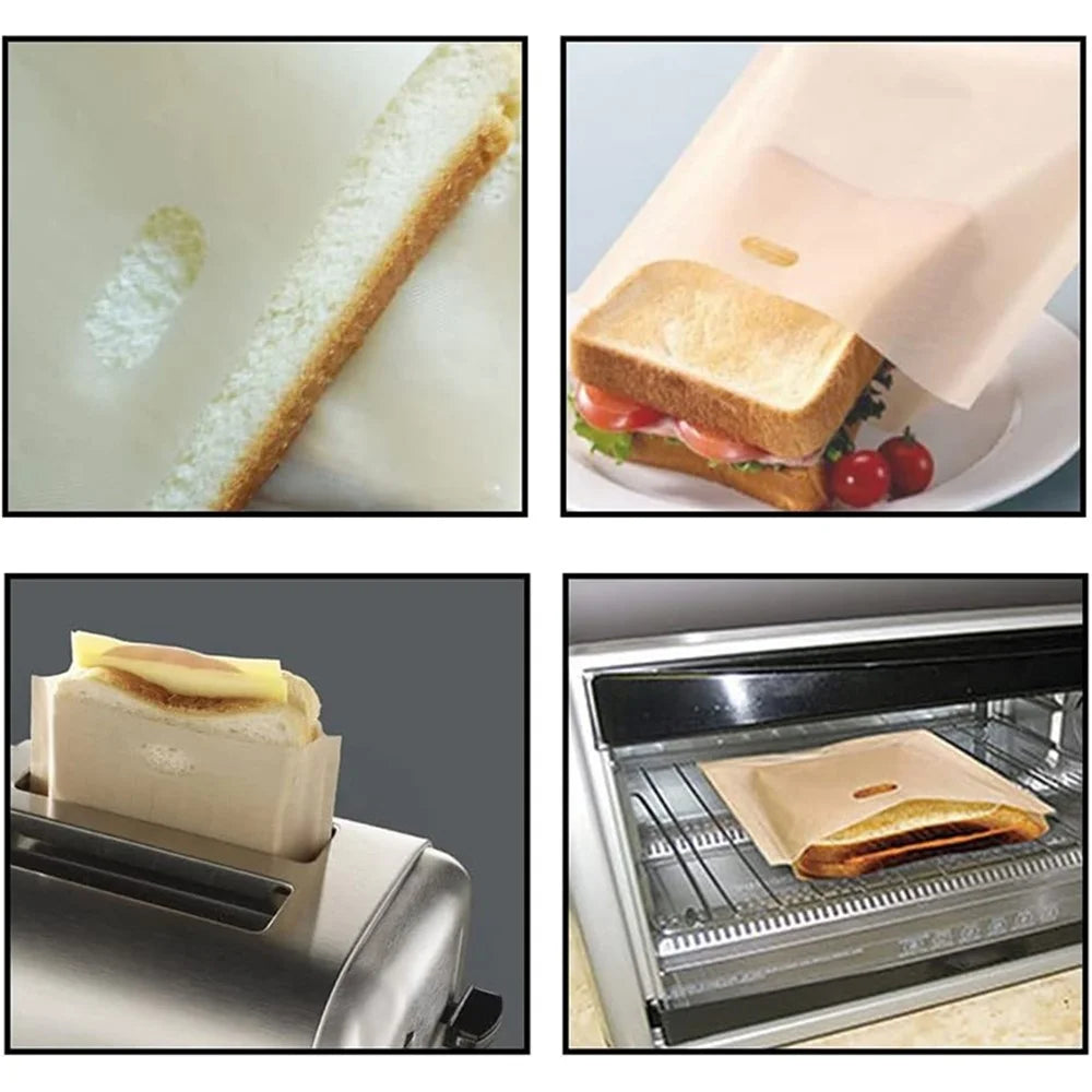 5Pcs 16x18cm PTFE Toaster Bag High Temperature Resistant Non-Stick Microwave Bread Bag (BPA Free, No FDA Certificate) - 3
