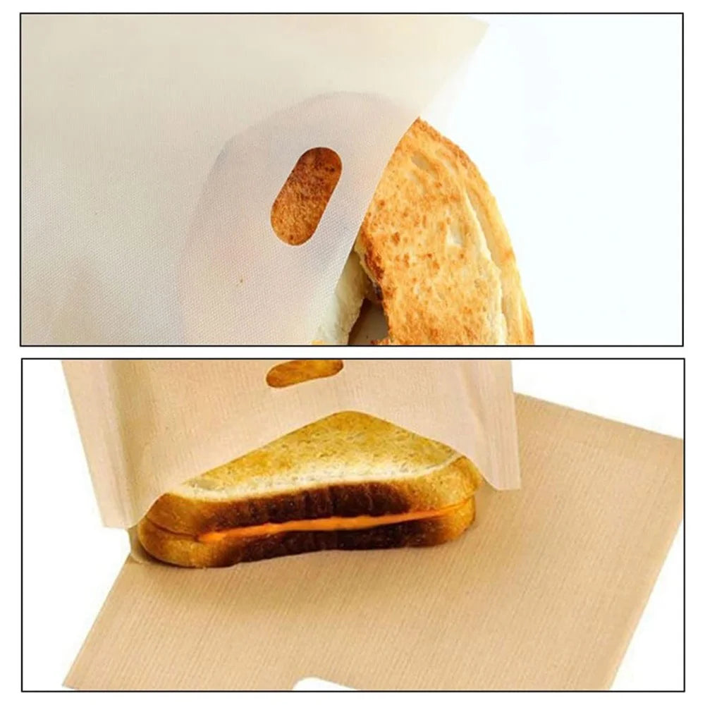 5Pcs 16x18cm PTFE Toaster Bag High Temperature Resistant Non-Stick Microwave Bread Bag (BPA Free, No FDA Certificate) - 5