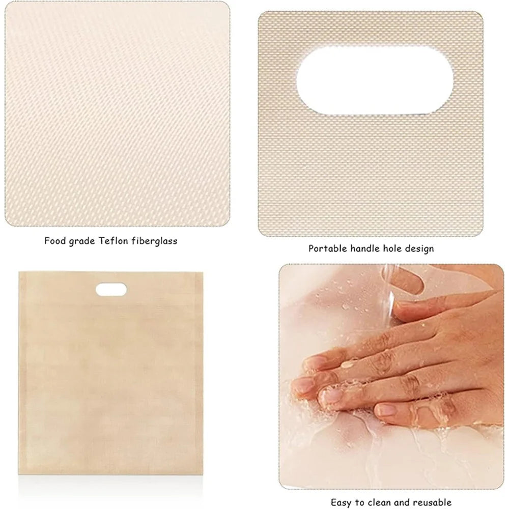 5Pcs 16x18cm PTFE Toaster Bag High Temperature Resistant Non-Stick Microwave Bread Bag (BPA Free, No FDA Certificate) - 6