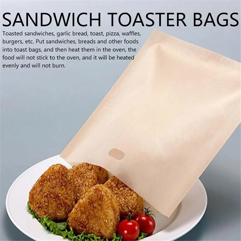 5Pcs 16x16.5cm Non-Stick Microwave Bread Bag High Temperature Resistant PTFE Toaster Bag (BPA Free, No FDA Certificate) - 4