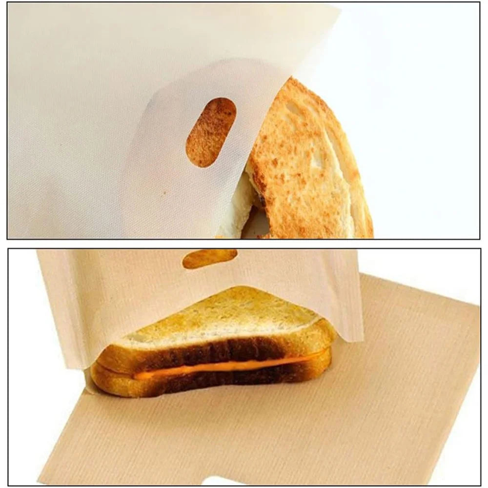 5Pcs 16x16.5cm Non-Stick Microwave Bread Bag High Temperature Resistant PTFE Toaster Bag (BPA Free, No FDA Certificate) - 5