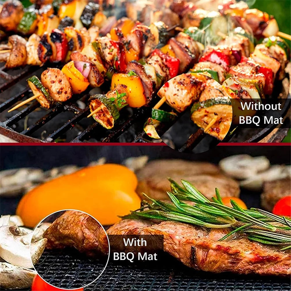 2Pcs 33x40cm Fiberglass Barbecue Mesh Mat High Temperature Resistant BBQ Meat Grilled Fish Pads (No FDA Certification, BPA-free) - 5