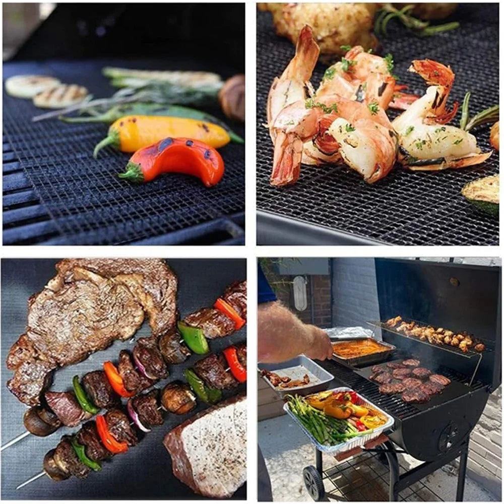 2Pcs 33x40cm Fiberglass Barbecue Mesh Mat High Temperature Resistant BBQ Meat Grilled Fish Pads (No FDA Certification, BPA-free) - 6