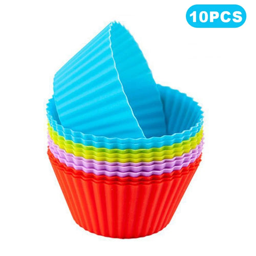 10Pcs 7cm Silicone Small Cake Cup Tart Muffin Cupcake Mold Kitchen Baking Molds (BPA-Free, No FDA Certificate) - Random Color - 1