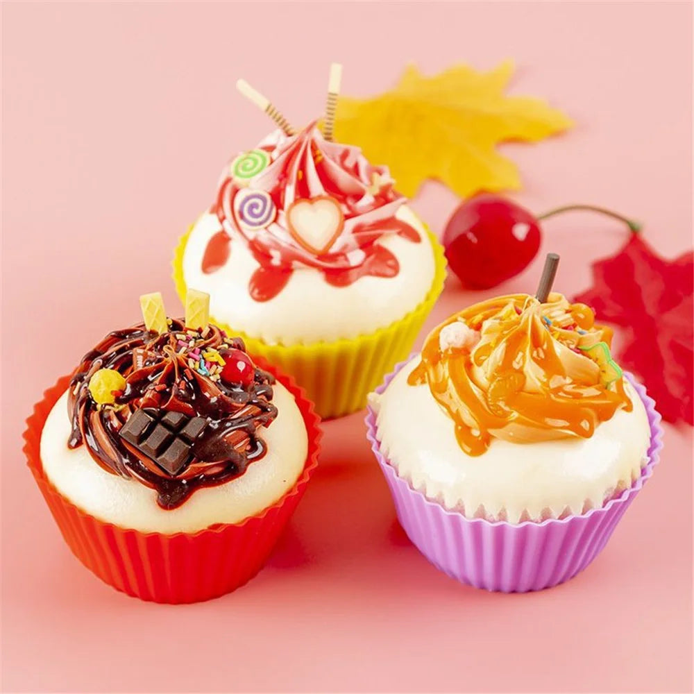 10Pcs 7cm Silicone Small Cake Cup Tart Muffin Cupcake Mold Kitchen Baking Molds (BPA-Free, No FDA Certificate) - Random Color - 2