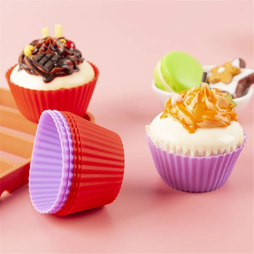 10Pcs 7cm Silicone Small Cake Cup Tart Muffin Cupcake Mold Kitchen Baking Molds (BPA-Free, No FDA Certificate) - Random Color - 3