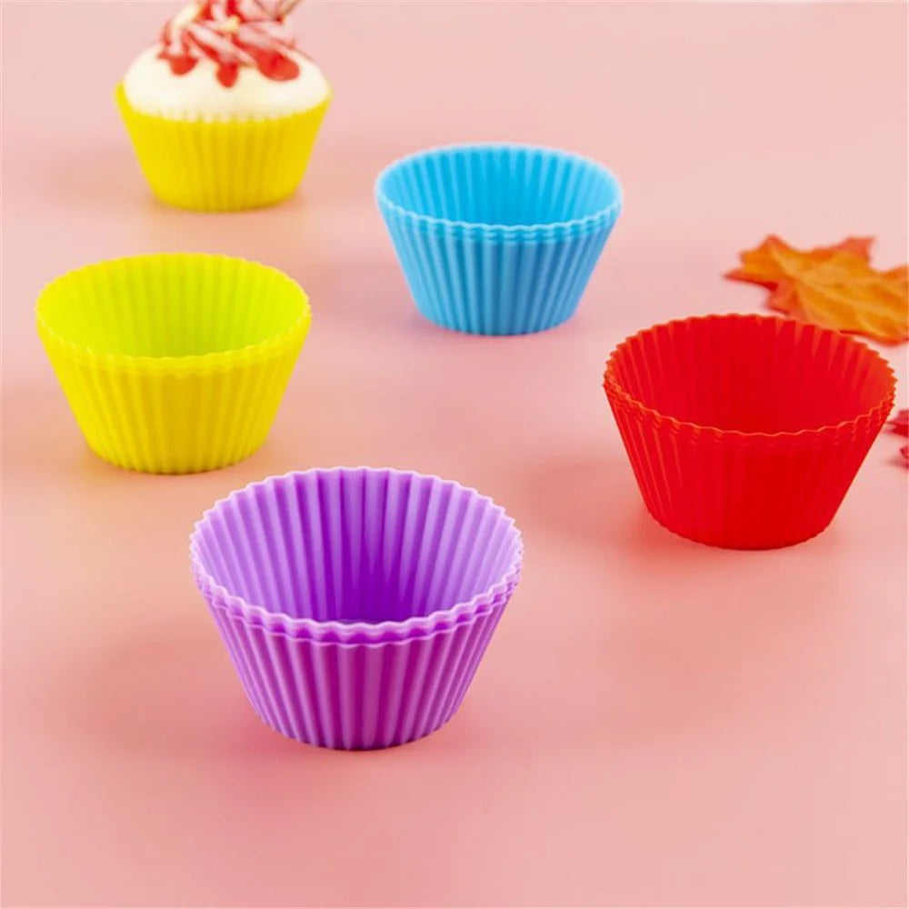 10Pcs 7cm Silicone Small Cake Cup Tart Muffin Cupcake Mold Kitchen Baking Molds (BPA-Free, No FDA Certificate) - Random Color - 4