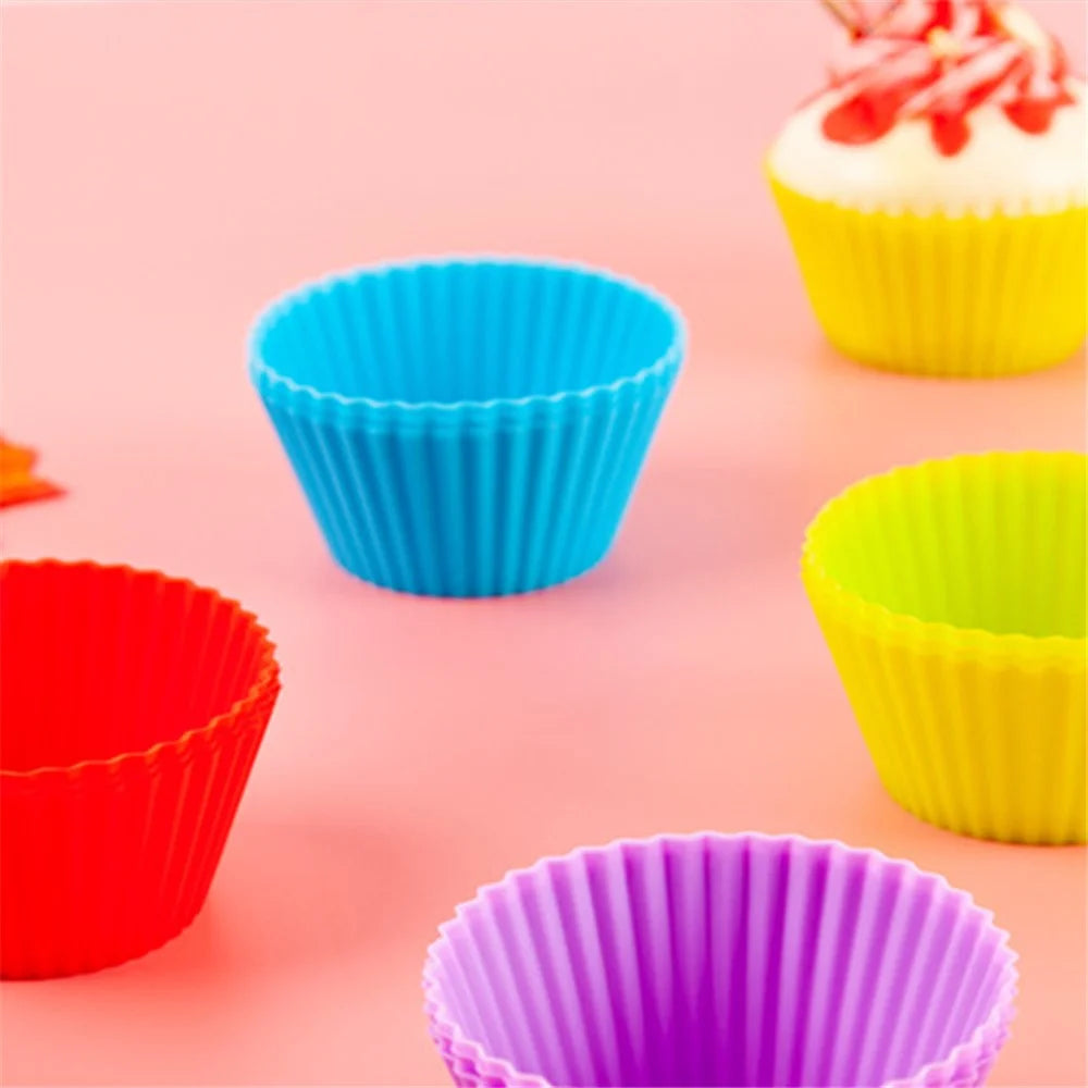 10Pcs 7cm Silicone Small Cake Cup Tart Muffin Cupcake Mold Kitchen Baking Molds (BPA-Free, No FDA Certificate) - Random Color - 5