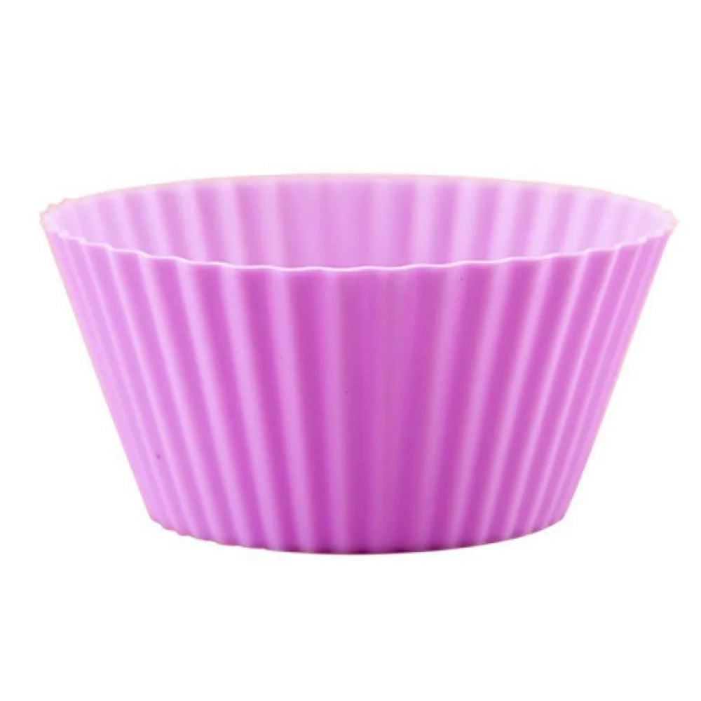 10Pcs 7cm Silicone Small Cake Cup Tart Muffin Cupcake Mold Kitchen Baking Molds (BPA-Free, No FDA Certificate) - Random Color - 7