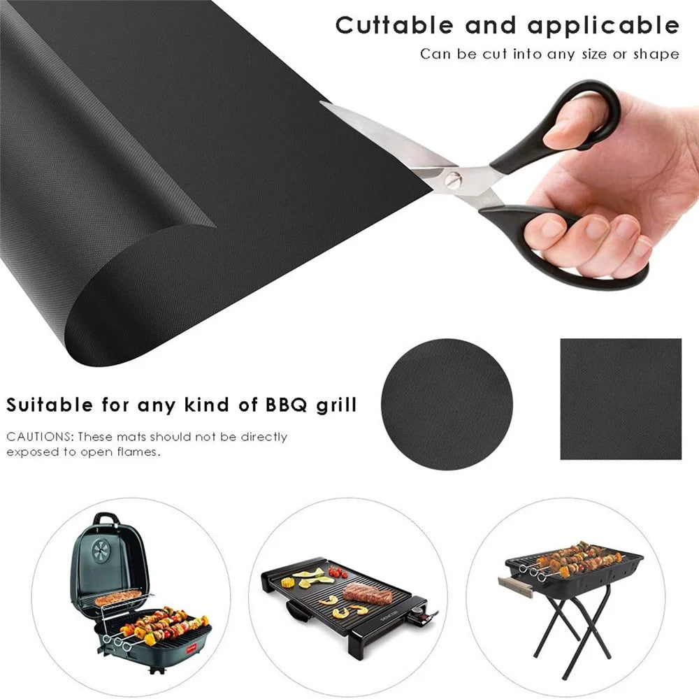 2PCS 33CMx40CMx0.2MM PTFE Fiberglass Mats Non-Stick Liners Outdoor Barbecue Meat Grilling Roasting Mats (BPA-Free, No FDA Certified) - White - 3