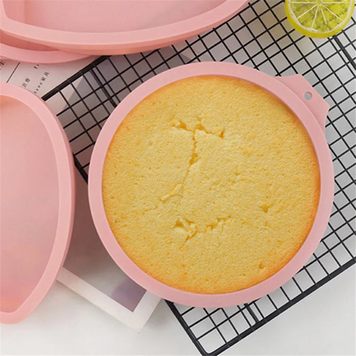 6-inch Cake Pan Silicone Mold Round Chiffon Cake Making Mold Baking Pan (BPA-Free, No FDA Certificate) - Pink - 2