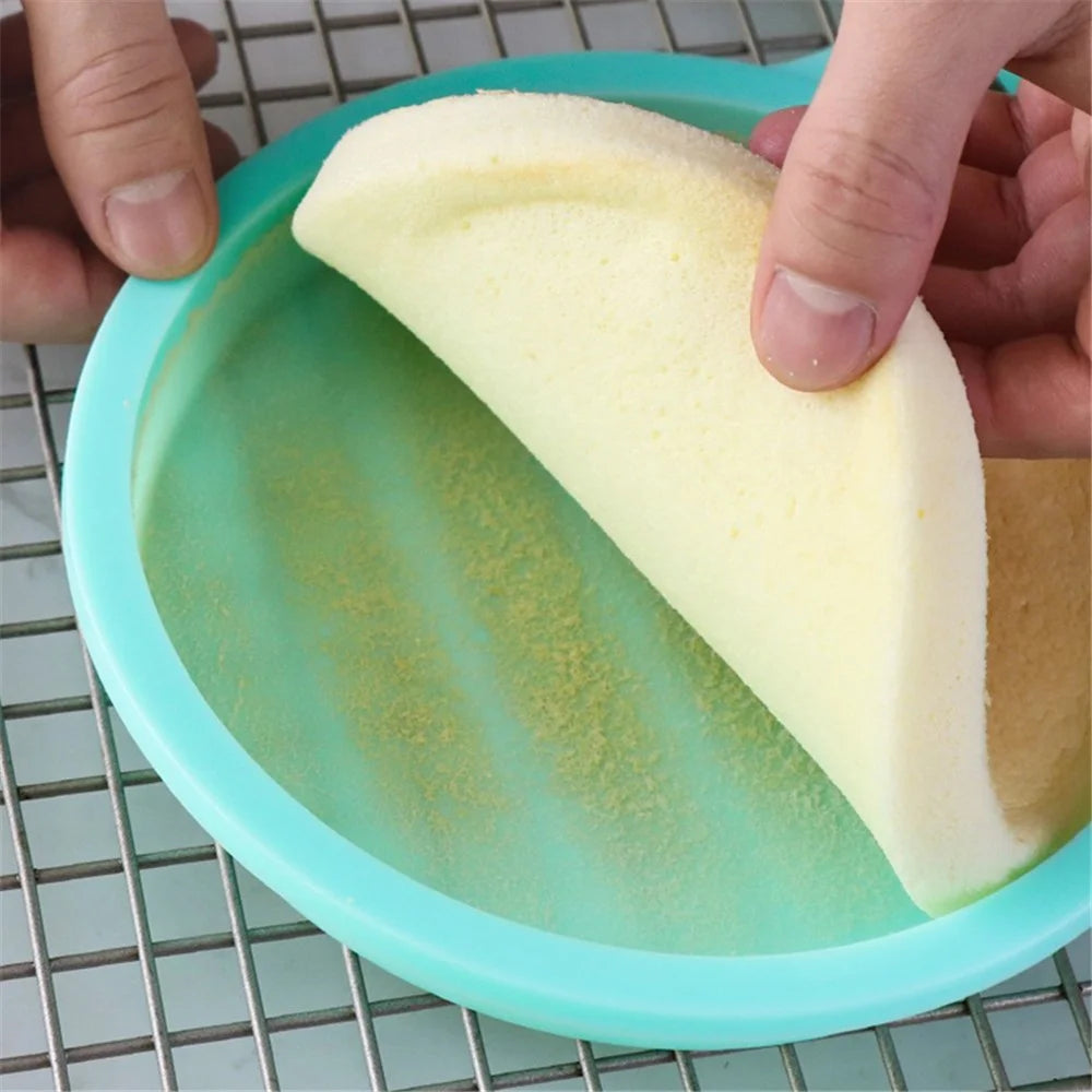 8-inch Round Cake Pan Silicone Mold Chiffon Cake Making Mold Kitchen Baking Pan (BPA-Free, No FDA Certificate) - Blue - 5