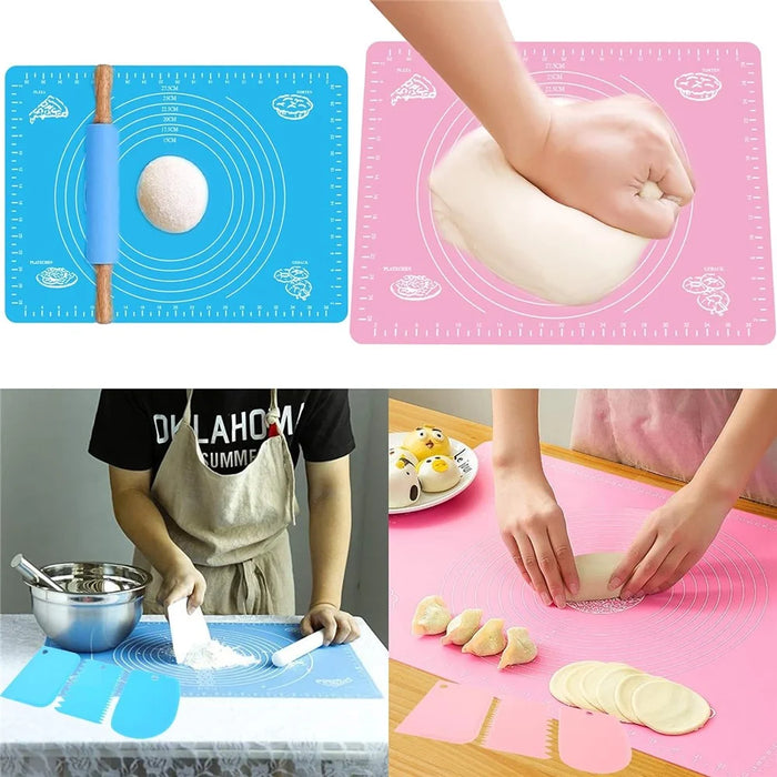 70x50CM Non-stick Silicone Rolling Dough Pastry Mat Anti-Slip Bottom Design Desktop Pad for Home (BPA-Free, No FDA Certified) - Blue - 2