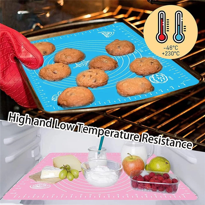 70x50CM Non-stick Silicone Rolling Dough Pastry Mat Anti-Slip Bottom Design Desktop Pad for Home (BPA-Free, No FDA Certified) - Blue - 3