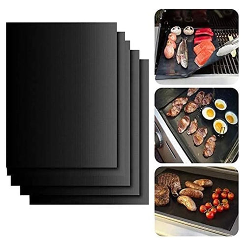 5PCS 33CMx40CMx0.2MM BBQ Grill Mats Non-Stick PTFE Fiberglass Grilling Liners Pads (BPA-Free, No FDA Certified) - 1