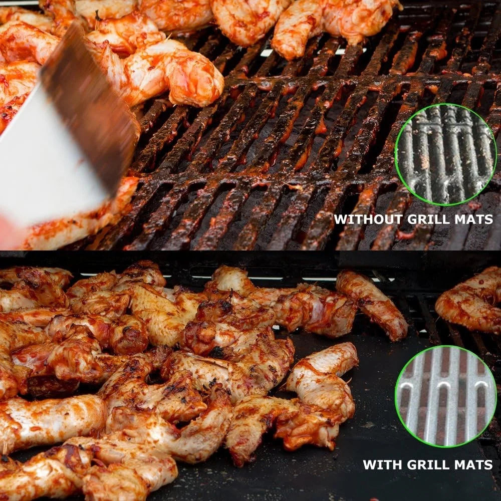 5PCS 33CMx40CMx0.2MM BBQ Grill Mats Non-Stick PTFE Fiberglass Grilling Liners Pads (BPA-Free, No FDA Certified) - 5