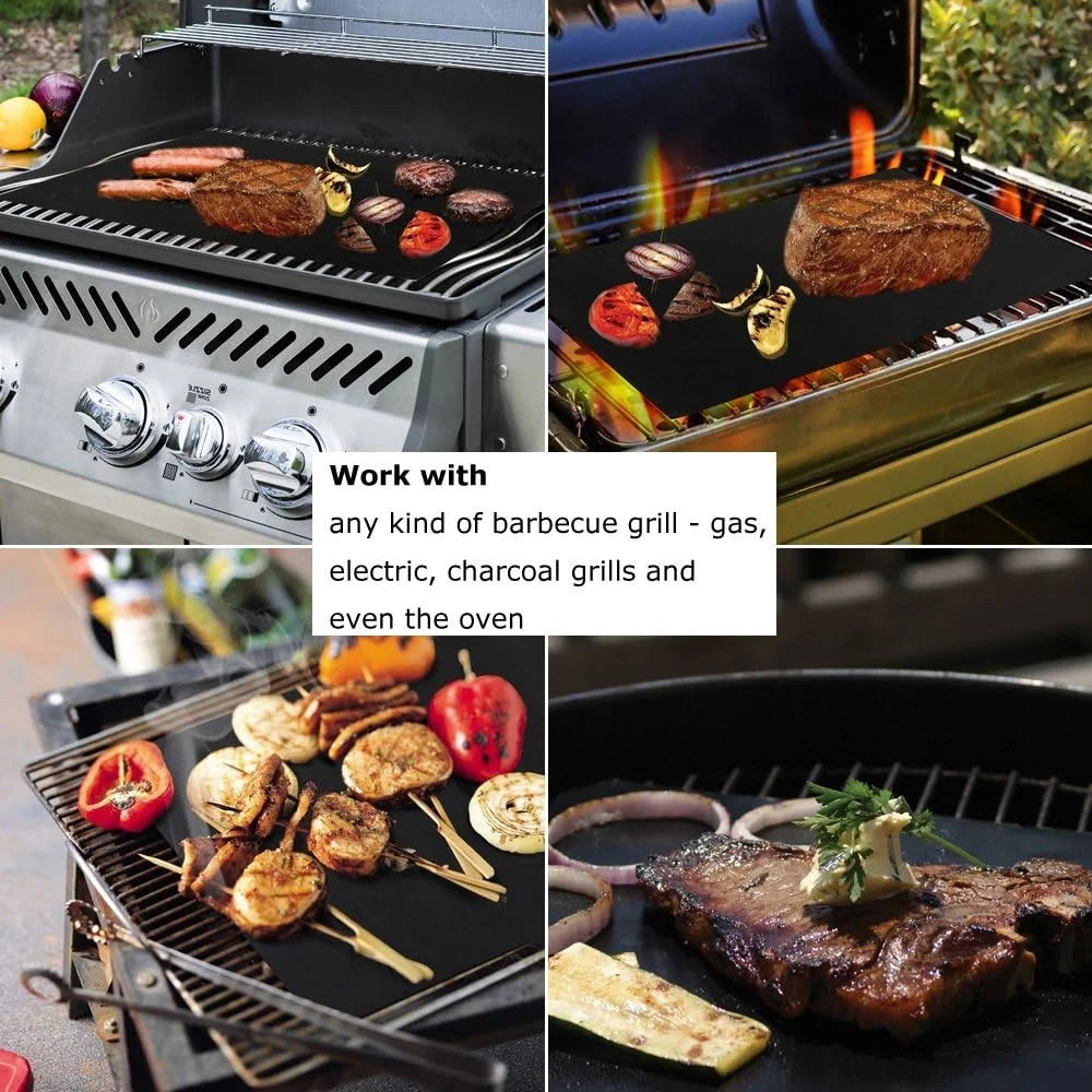 5PCS 33CMx40CMx0.2MM BBQ Grill Mats Non-Stick PTFE Fiberglass Grilling Liners Pads (BPA-Free, No FDA Certified) - 6