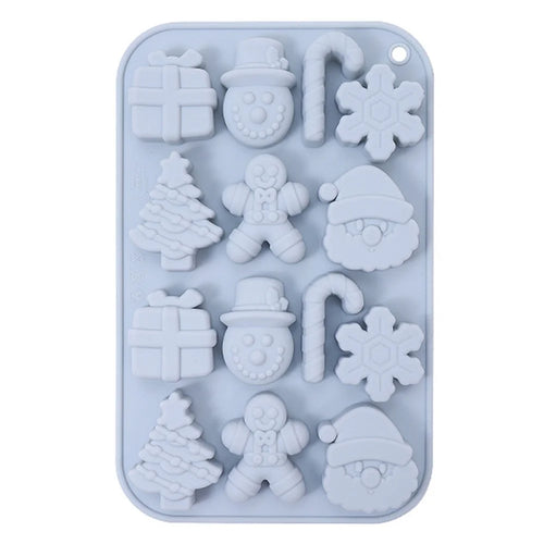 14 Grids Christmas Chocolate Mold DIY Non-stick Silicone Cake Baking Tool (No FDA Certificate) - Blue Grey - 1