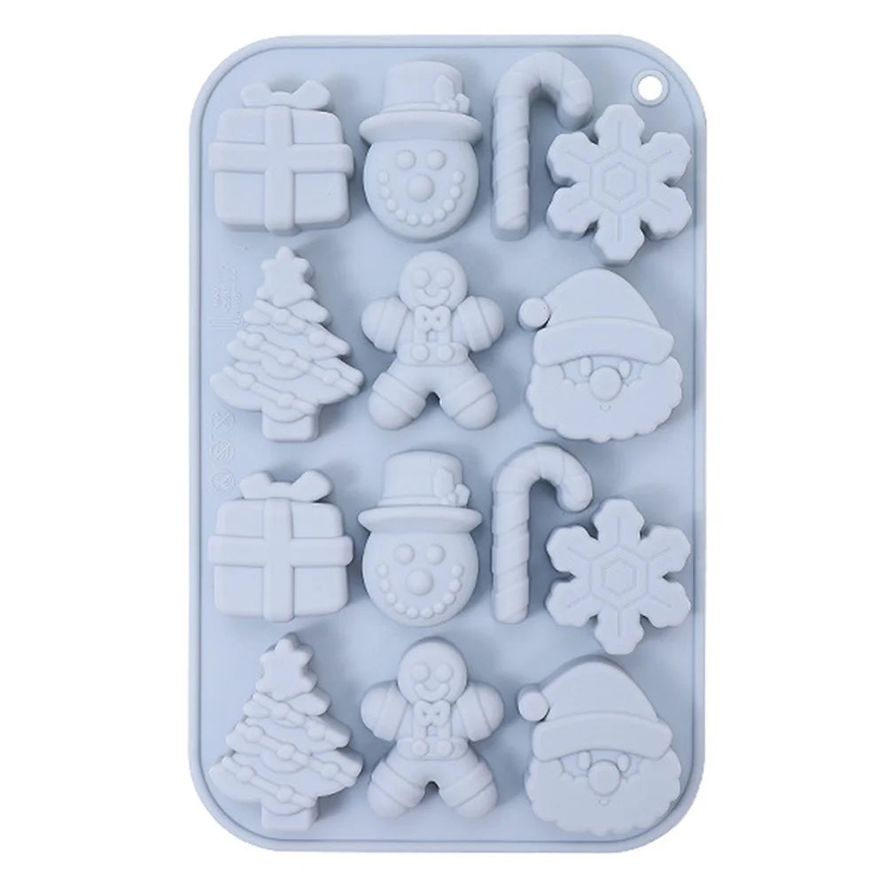 14 Grids Christmas Chocolate Mold DIY Non-stick Silicone Cake Baking Tool (No FDA Certificate) - Blue Grey - 1