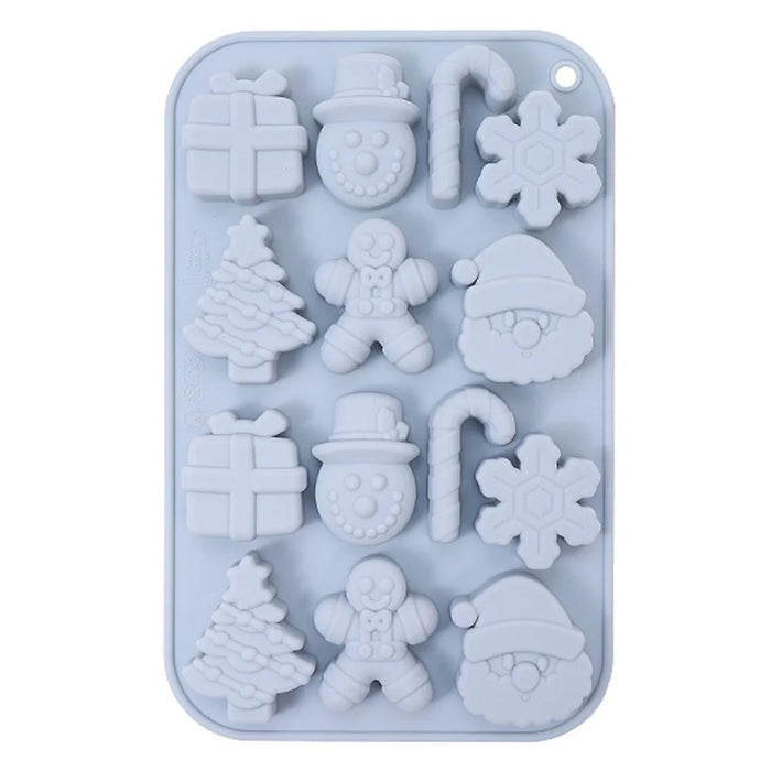 14 Grids Christmas Chocolate Mold DIY Non-stick Silicone Cake Baking Tool (No FDA Certificate) - Blue Grey - 1