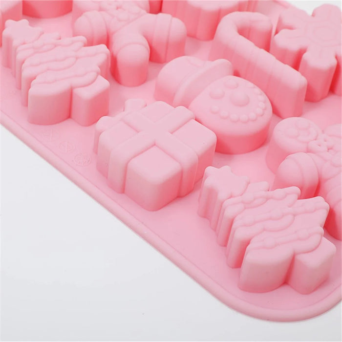 14 Grids Christmas Chocolate Mold DIY Non-stick Silicone Cake Baking Tool (No FDA Certificate) - Blue Grey - 4