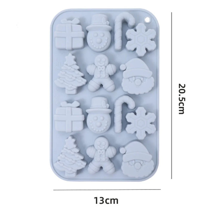 14 Grids Christmas Chocolate Mold DIY Non-stick Silicone Cake Baking Tool (No FDA Certificate) - Blue Grey - 6