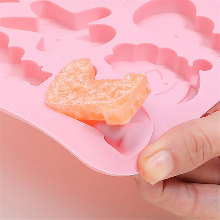 10 Grids Silicone Mold Christmas Chocolate Mold DIY Cake Decorating Kitchen Baking Tool (No FDA Certificate) - Pink - 5