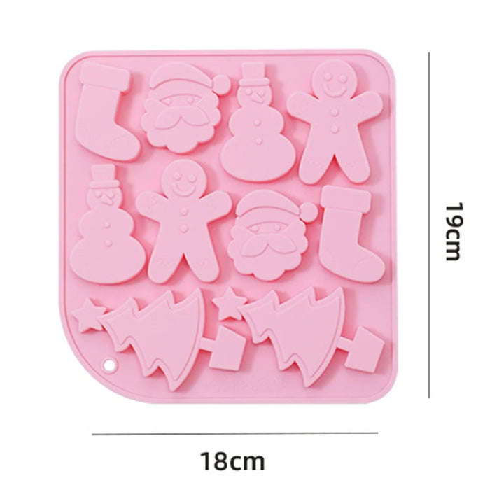 10 Grids Silicone Mold Christmas Chocolate Mold DIY Cake Decorating Kitchen Baking Tool (No FDA Certificate) - Pink - 6