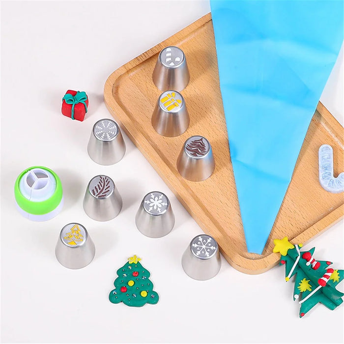15Pcs / Set Christmas Icing Piping Nozzles with Cream Pastry Bag for Cake DIY Decorating (No FDA Certificate) - 5
