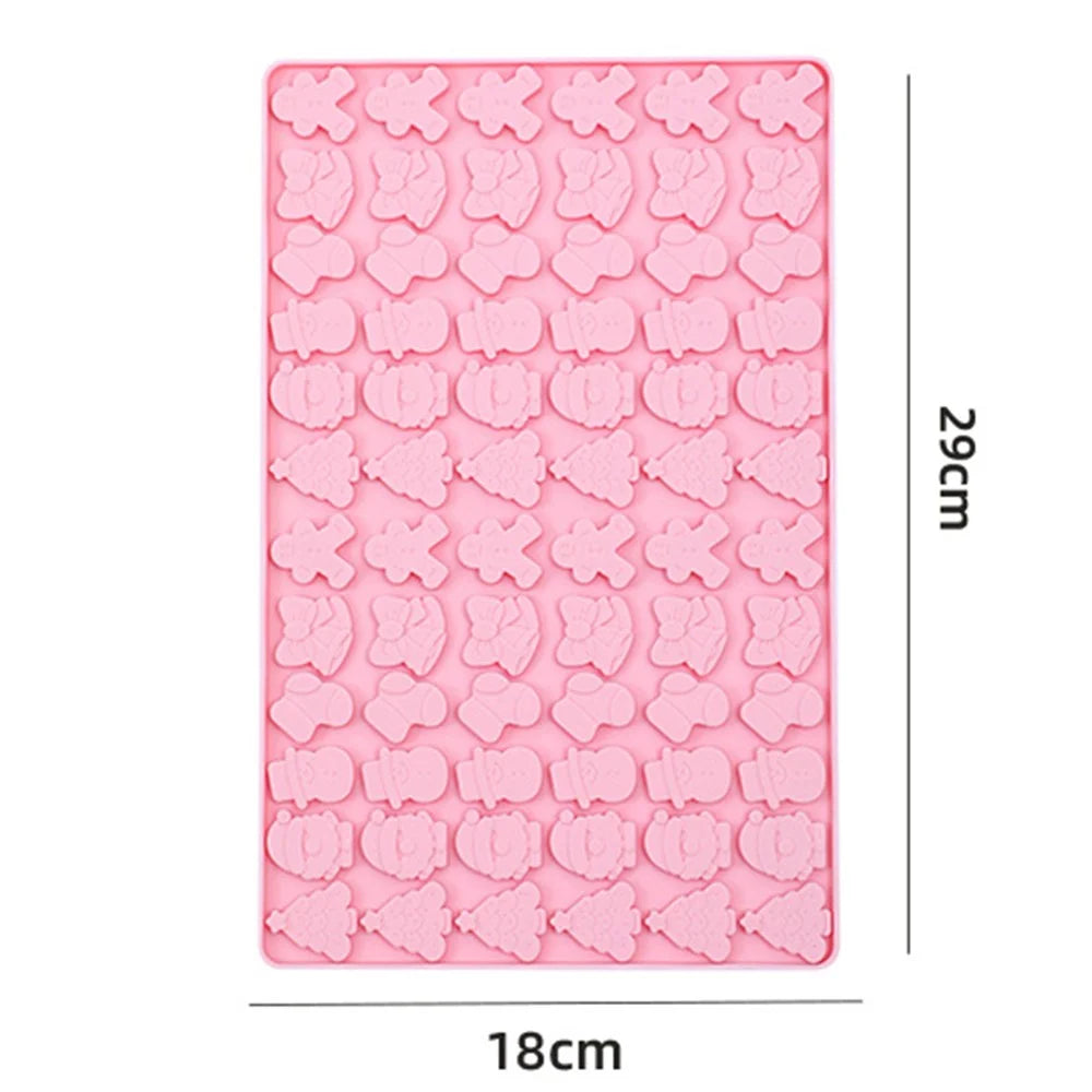 72 Grids Christmas Snowman Gingerbread Man Silicone Cake Mold DIY Candy Chocolate Biscuit Baking Tool (No FDA Certificate) - Pink - 6