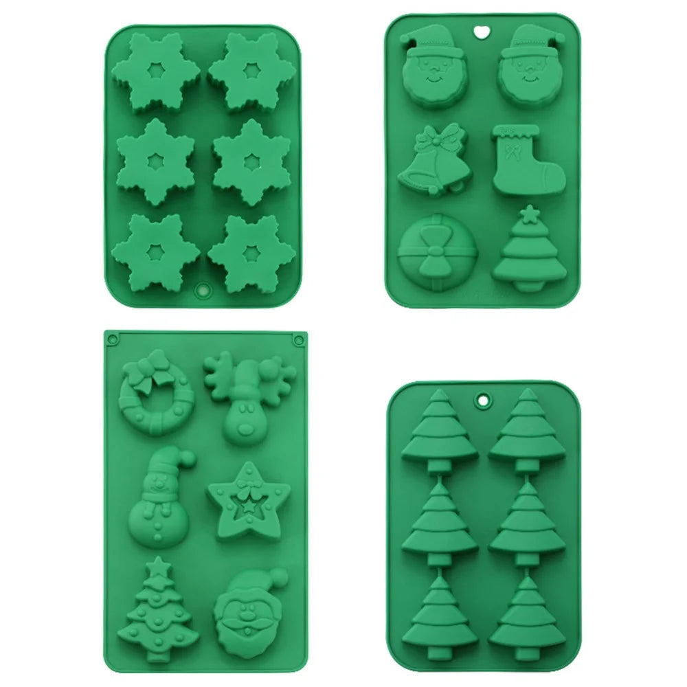 4Pcs / Set Xmas Soap Ice Cube Christmas Silicone Cake Baking Mold for Cookies Jello (BPA-Free, No FDA Certified) - 1