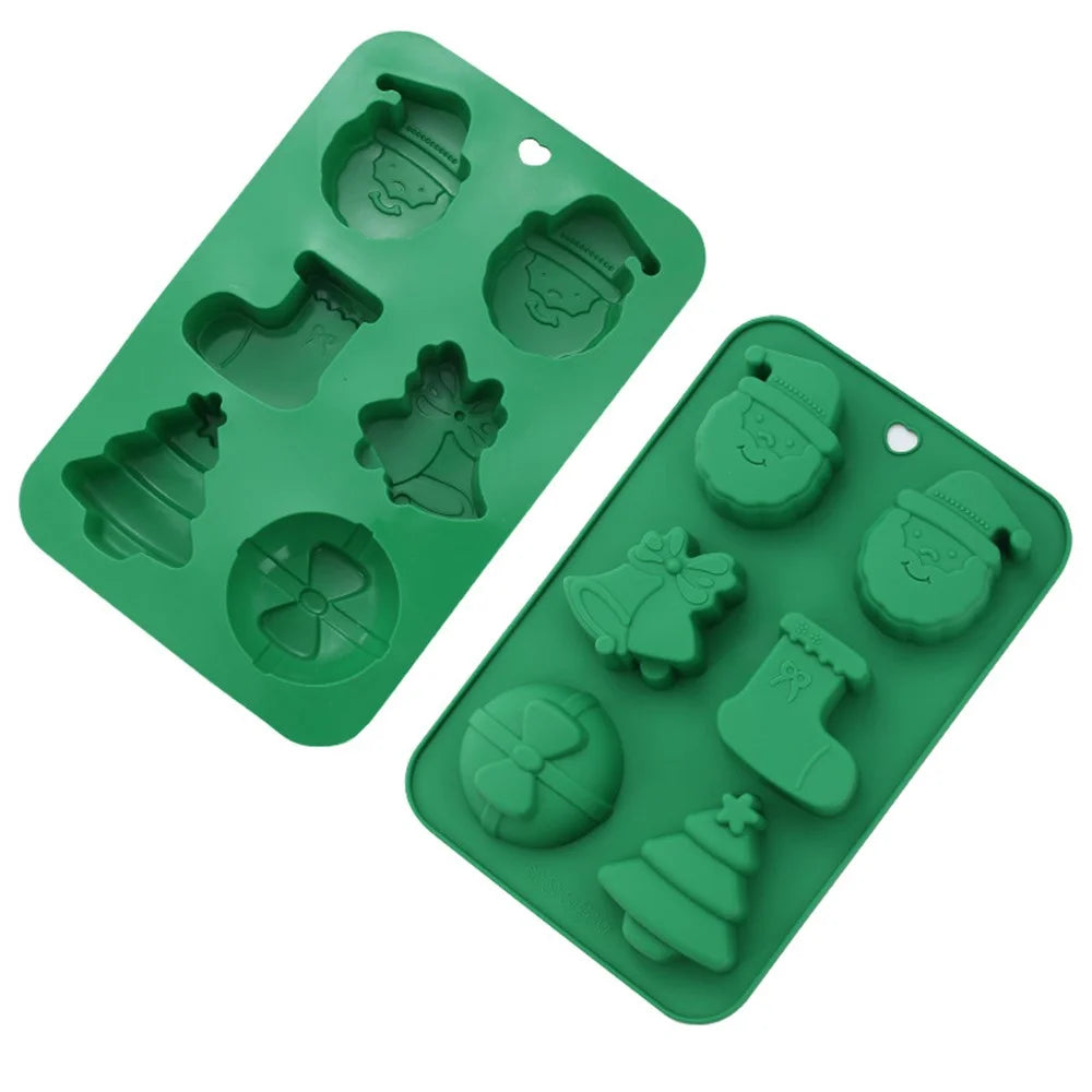 Christmas Silicone Mold Kitchen Chocolate Tray DIY Decoration Cake Baking Tool (No FDA Certificate) - Christmas Socks+Bell - 2