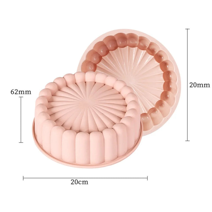 Flower Shape Silicone Baking Pan Round Tray Bread Mousse Cake Mold (BPA-Free, No FDA Certified) - Beige - 6