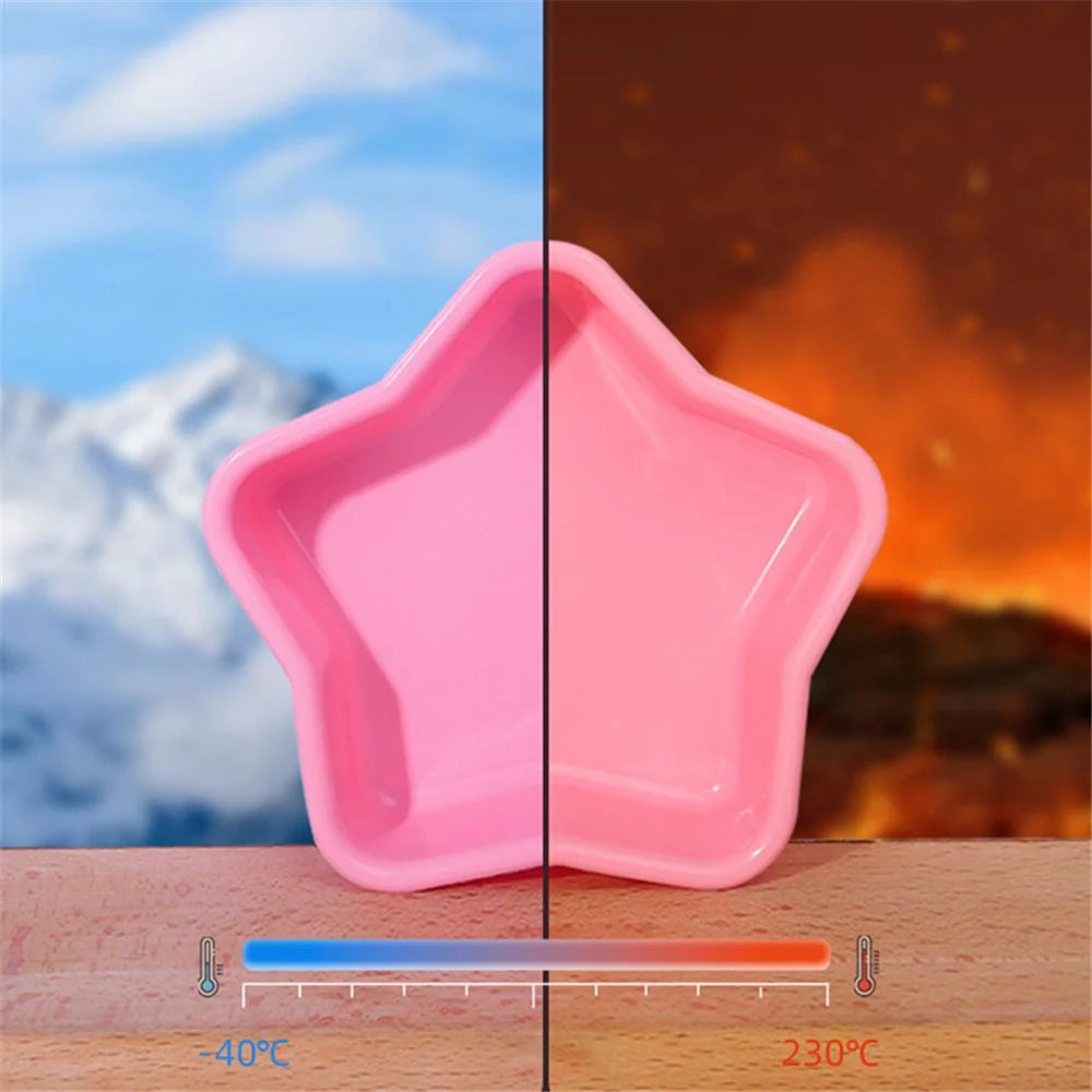 3D Star Shape Christmas Silicone Baking Mold for Mousse Cake Chocolate Jello (BPA-Free, No FDA Certified) - Pink - 3