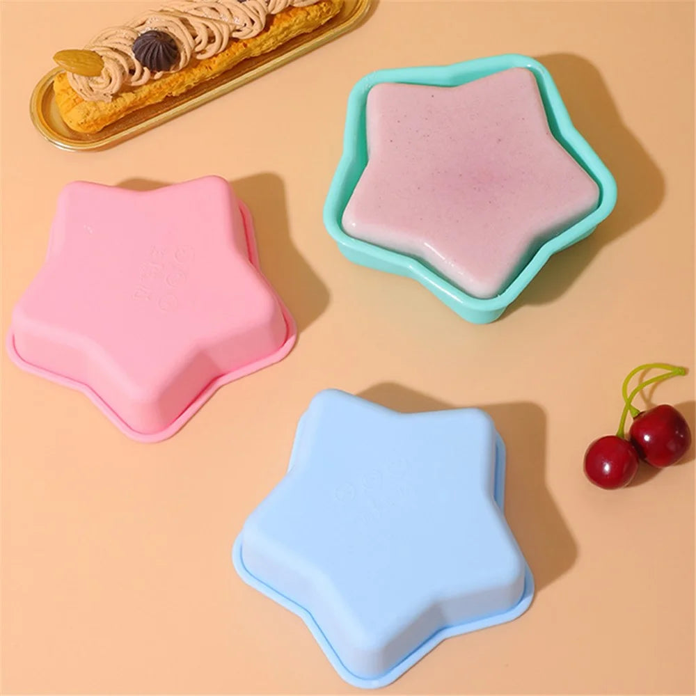 3D Star Shape Christmas Silicone Baking Mold for Mousse Cake Chocolate Jello (BPA-Free, No FDA Certified) - Pink - 7