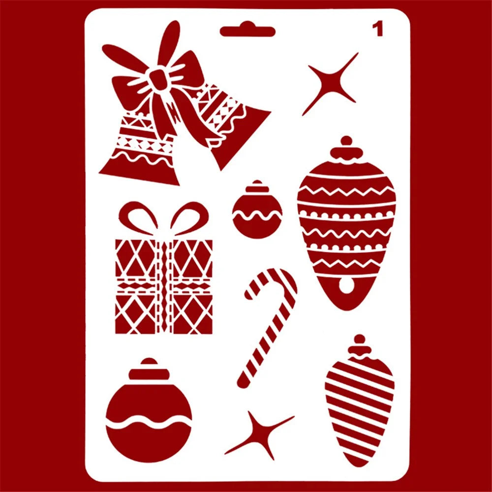 Christmas Cake Stencil Templates Decoration Mold Tools Coffee Decorating Molds (BPA-Free, No FDA Certificate) - Style 1 - 1