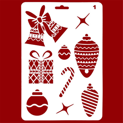 Christmas Cake Stencil Templates Decoration Mold Tools Coffee Decorating Molds (BPA-Free, No FDA Certificate) - Style 1 - 1