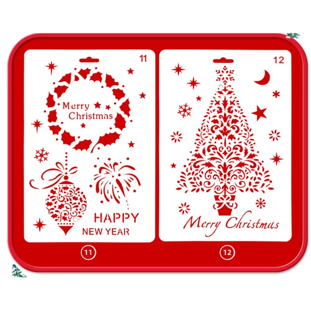 Christmas Cake Stencil Templates Decoration Mold Tools Coffee Decorating Molds (BPA-Free, No FDA Certificate) - Style 1 - 3