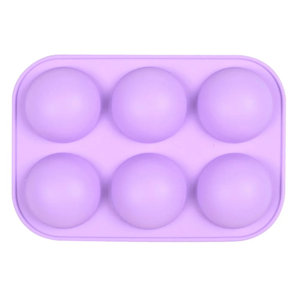 6 Cavity Small Semicircle Cake Baking Mold Silicone Chocolate Candy Non-stick Baking Tray (No FDA Certificate) - Purple - 1