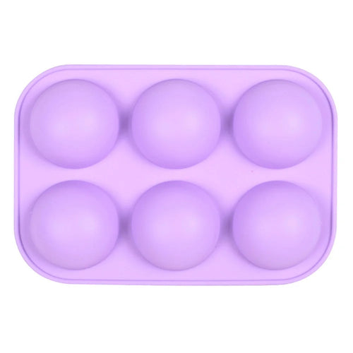 6 Cavity Small Semicircle Cake Baking Mold Silicone Chocolate Candy Non-stick Baking Tray (No FDA Certificate) - Purple - 1