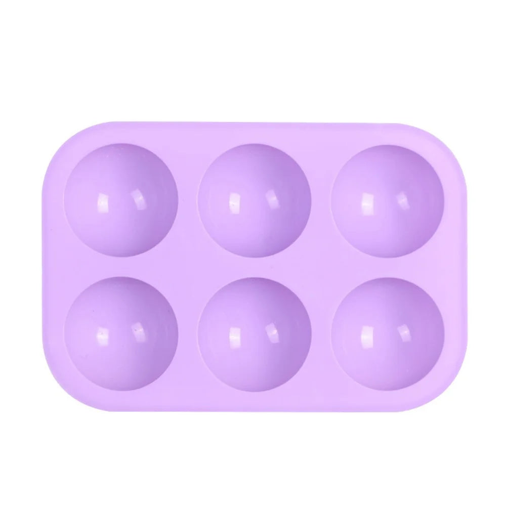 6 Cavity Small Semicircle Cake Baking Mold Silicone Chocolate Candy Non-stick Baking Tray (No FDA Certificate) - Purple - 2