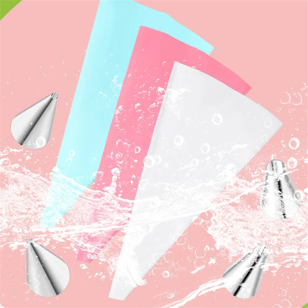 7Pcs / Set Icing Piping Nozzle Puff Cream Injector with Pastry Bag Christmas Cake Decorating Tools (No FDA Certificate) - Pink - 6
