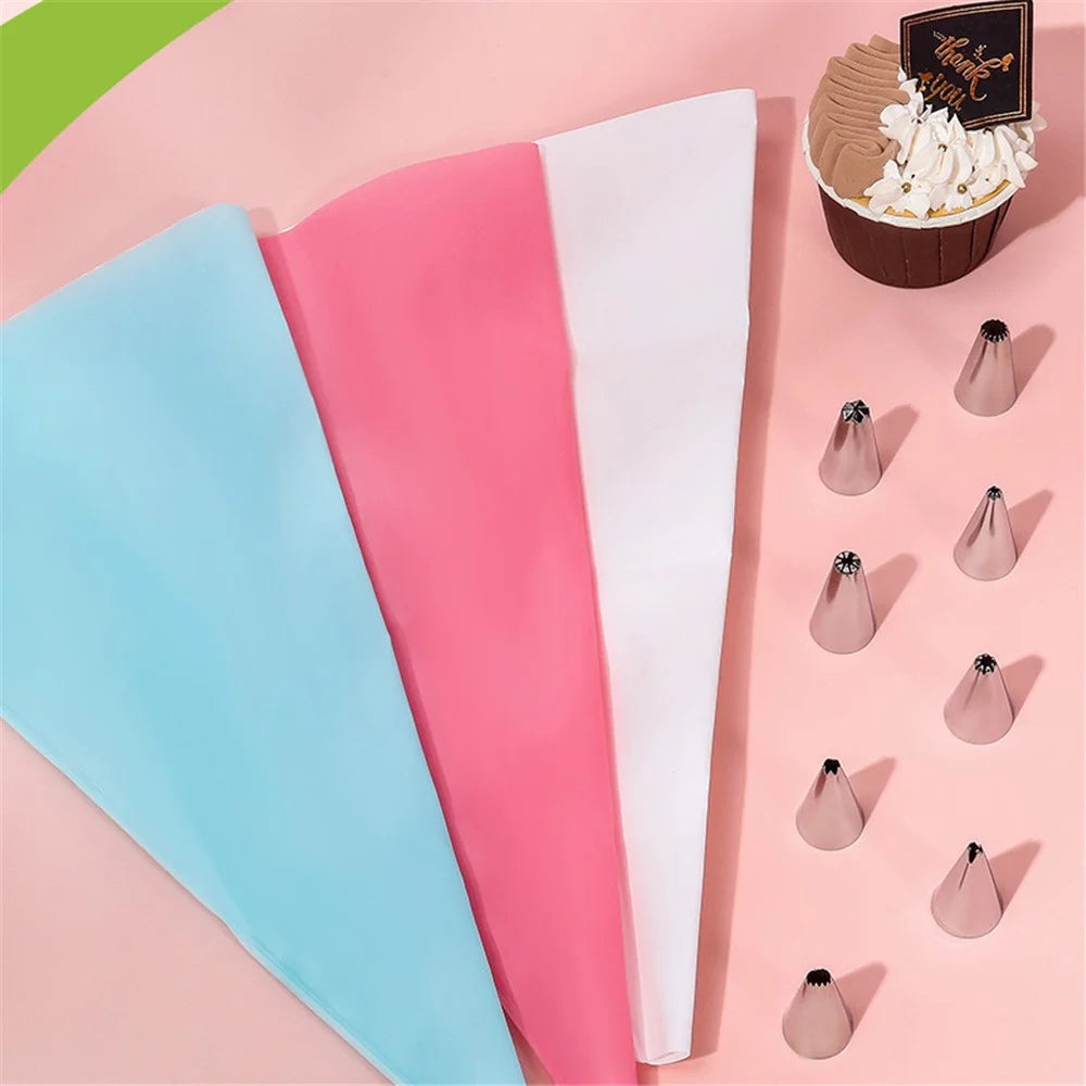 7Pcs / Set Icing Piping Nozzle Puff Cream Injector with Pastry Bag Christmas Cake Decorating Tools (No FDA Certificate) - Pink - 7