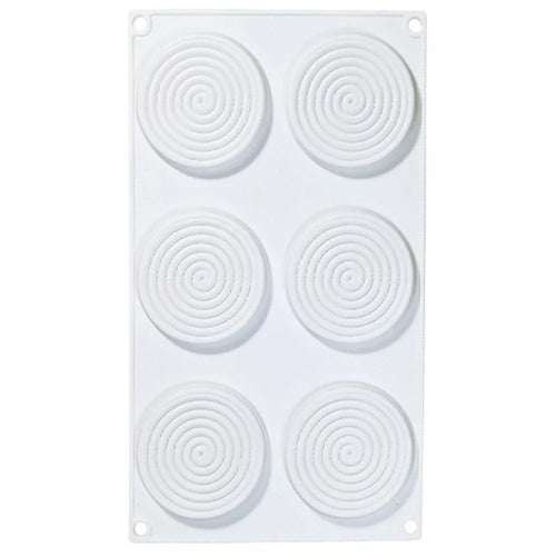 6-Cell Mosquito Coil Shape Mousse Cake Silicone Mold DIY Cake Decor Baking Mold (BPA-Free, No FDA Certificate) - 1