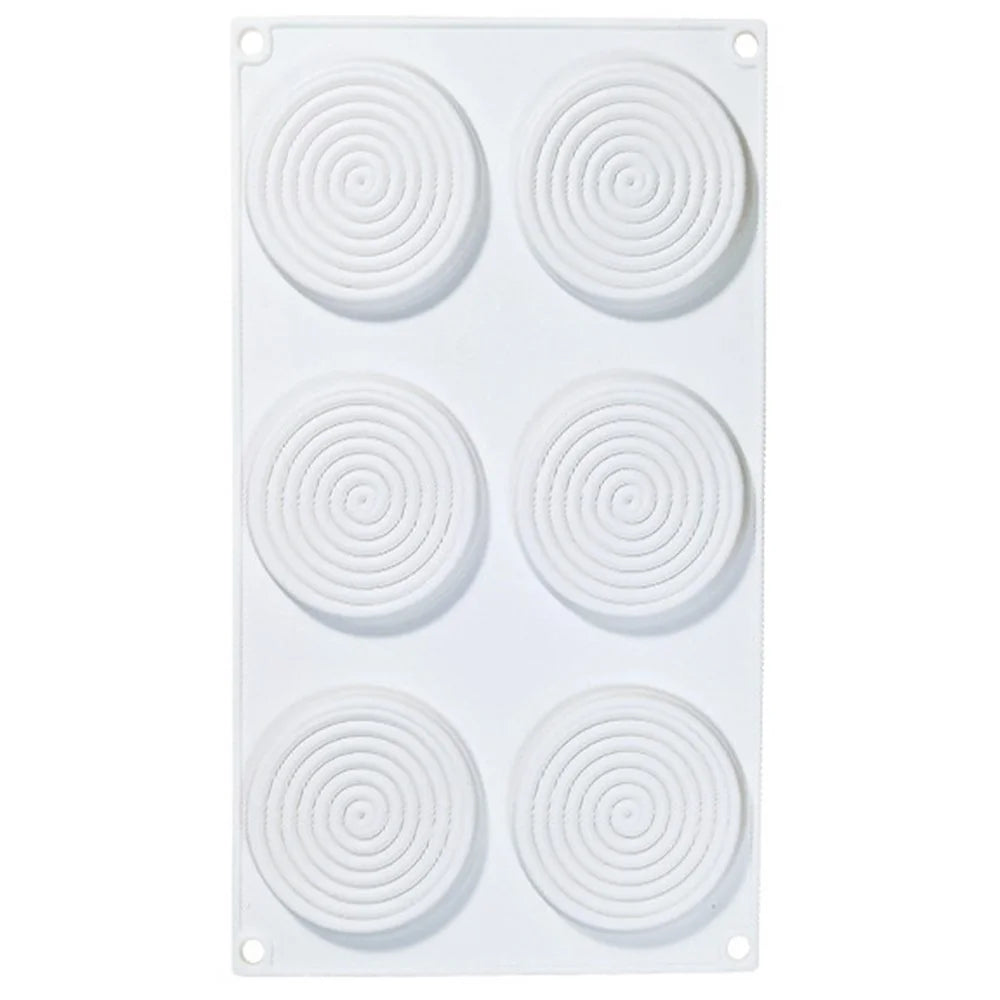 6-Cell Mosquito Coil Shape Mousse Cake Silicone Mold DIY Cake Decor Baking Mold (BPA-Free, No FDA Certificate) - 1