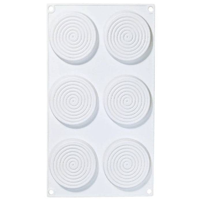 6-Cell Mosquito Coil Shape Mousse Cake Silicone Mold DIY Cake Decor Baking Mold (BPA-Free, No FDA Certificate) - 1