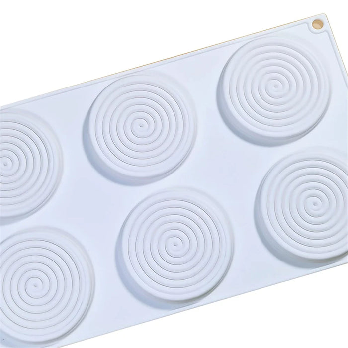 6-Cell Mosquito Coil Shape Mousse Cake Silicone Mold DIY Cake Decor Baking Mold (BPA-Free, No FDA Certificate) - 2