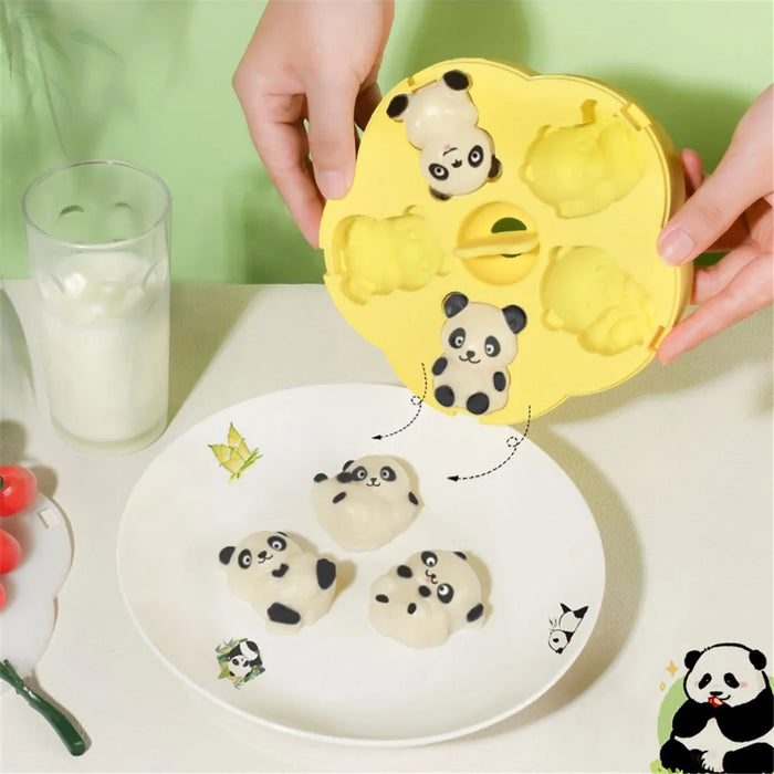 Cute Panda Shape Silicone Baby Food DIY Mold Steamed Cake Maker (No FDA) - Yellow - 3
